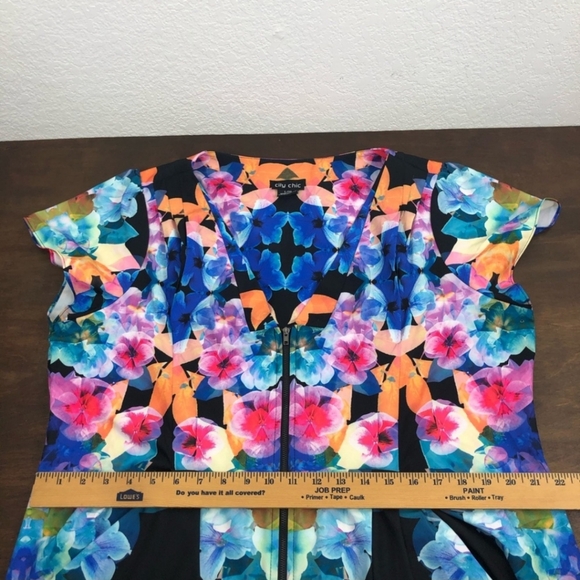 City Chic Wear to Work Floral Tunic Dress Sz 20 - Picture 8 of 12